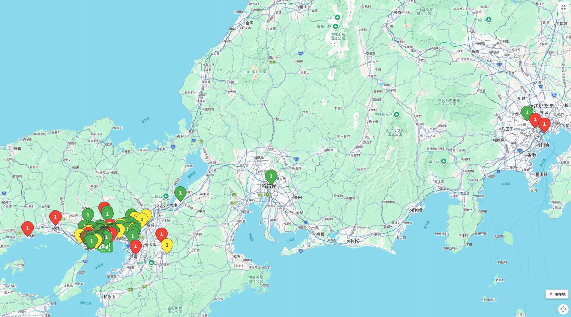 広域表示（関西〜全国）